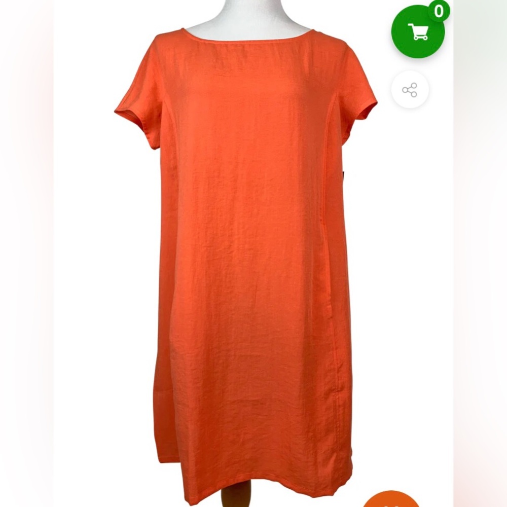 Fridaze 100% Linen Coral Dress Small S (wrinkle resistant!) Knee Length